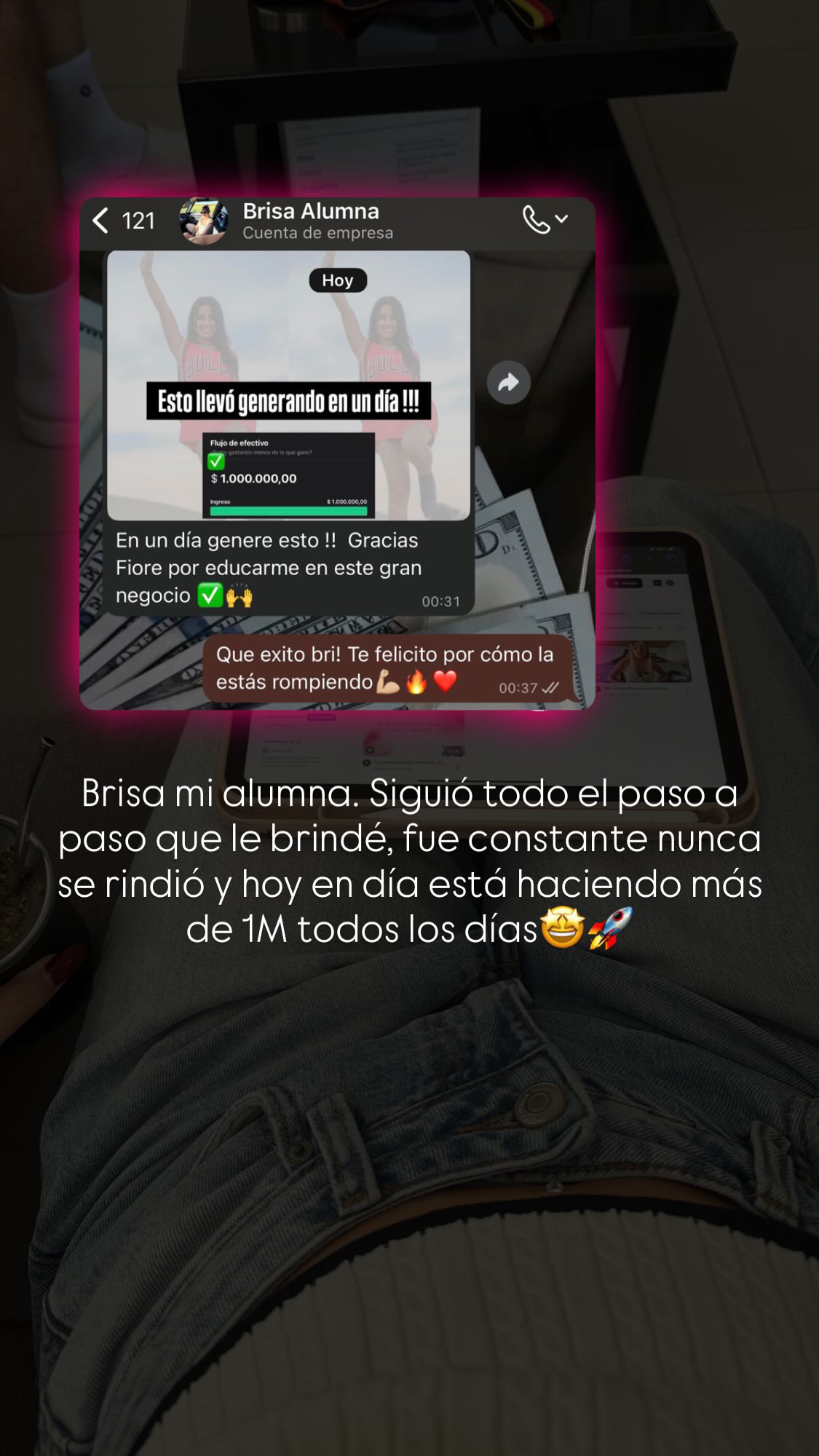 Captura del testimonio de Brisa sobre su experiencia con Fío