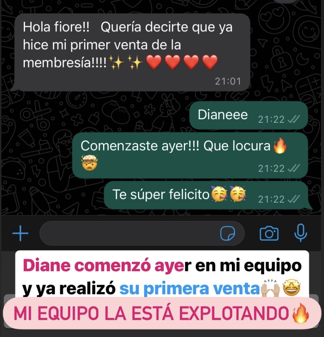 Captura del testimonio de Diane sobre su experiencia con Fío